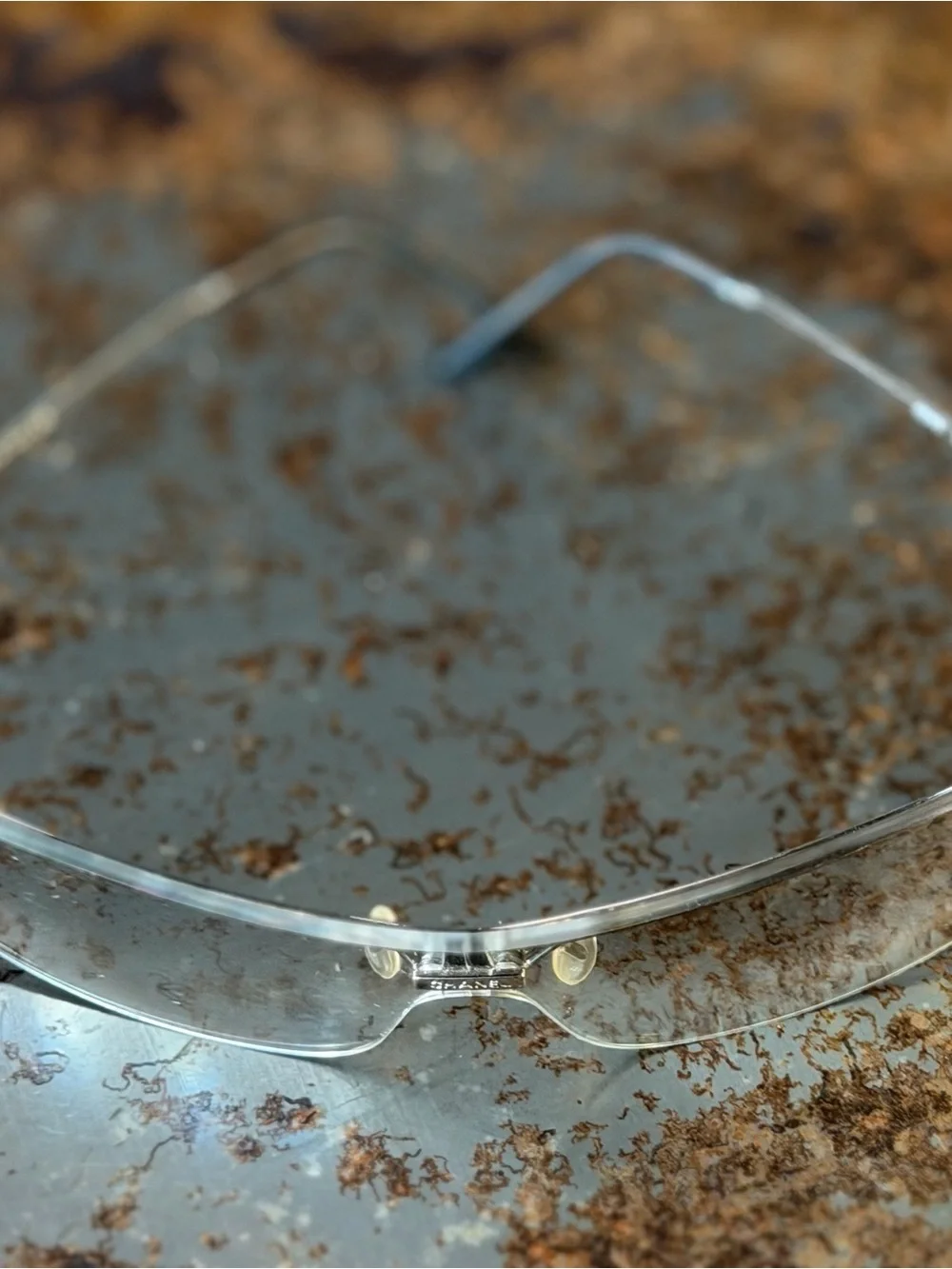 CHANEL Clear Rimless Shield Sunglasses with Silver Temples